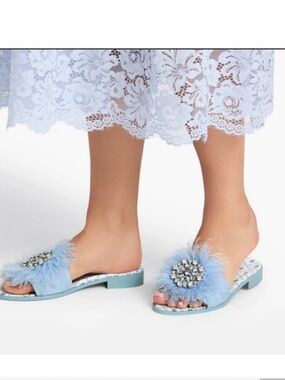 Hill House Blue Bejeweled Slides Never Worn